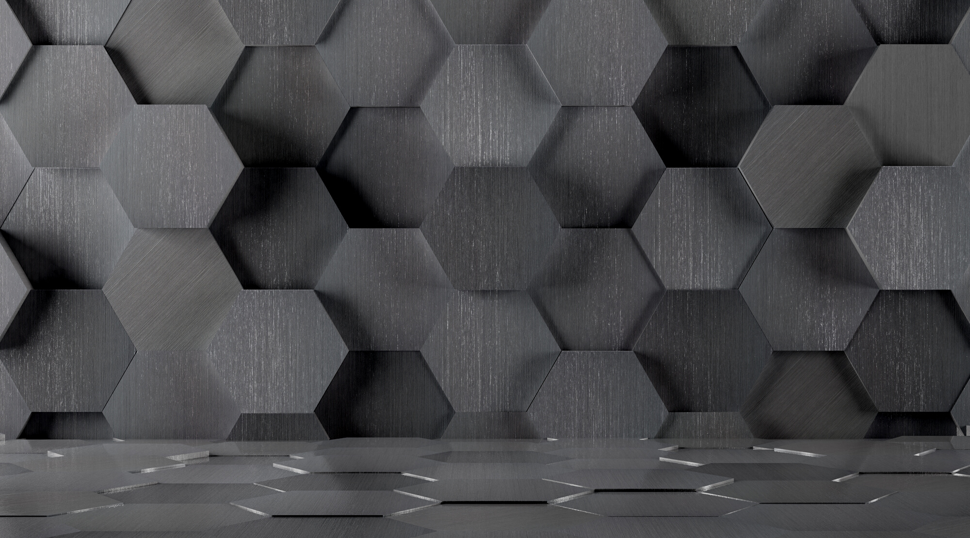 Hexagonal Tiled Metal Room Background