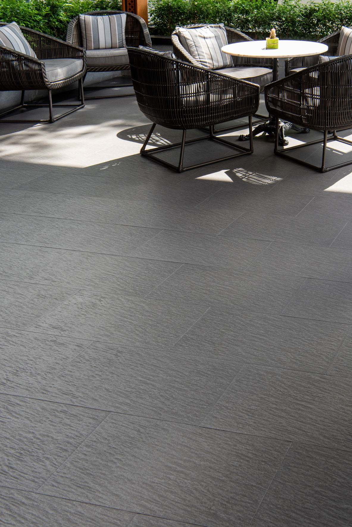 beautiful terrace, grey floor tile outdoor